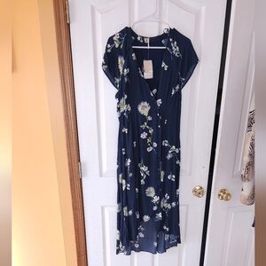 Free people wrap around dress sz sm. Navy blue NWT